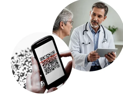 Lékař ukazuje muži něco na tabletě