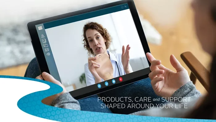 ostomy nurse providing virtual support via video call 