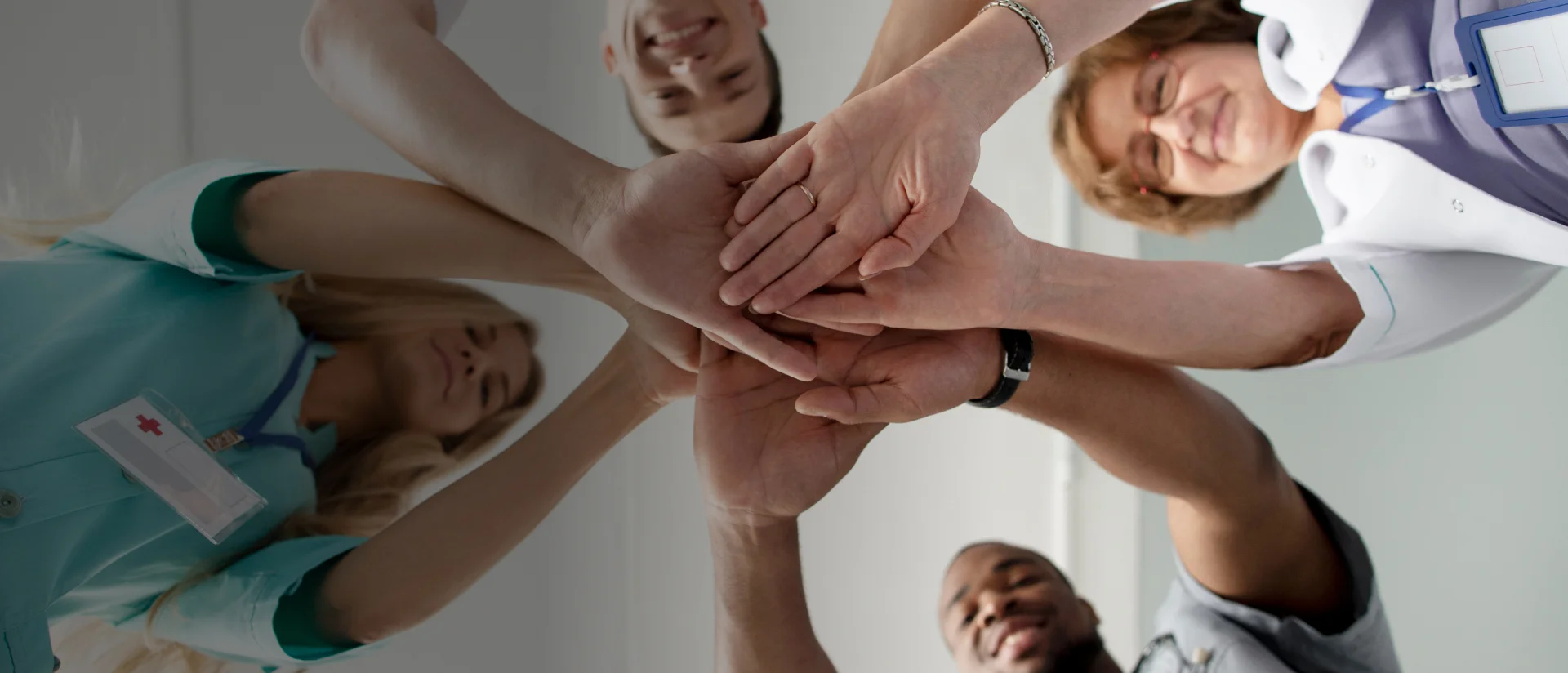 a group of people in a hospital