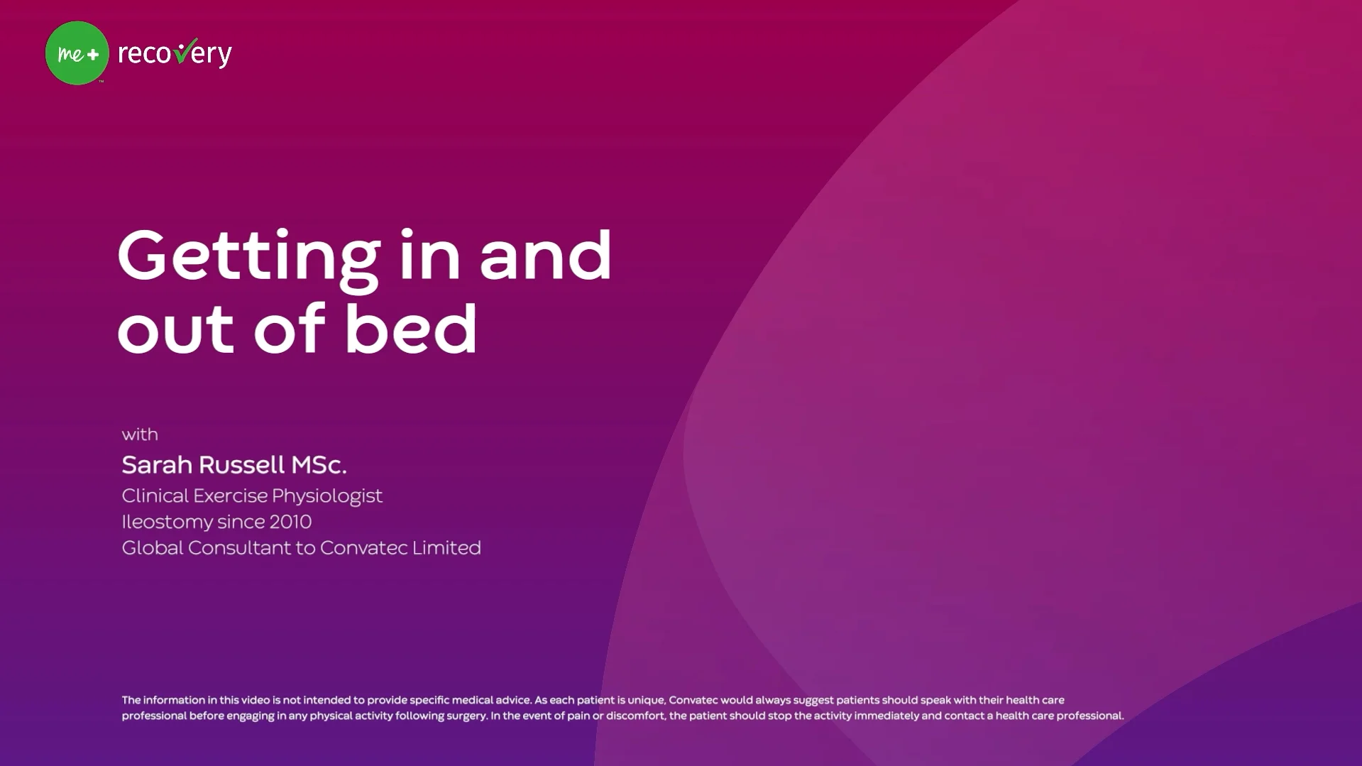 Um vídeo sobre a entrada e saída segura da cama após a cirurgia com a técnica de deitado lateral.